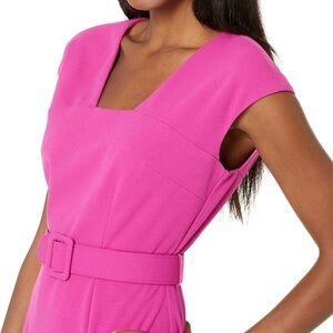 Maggy London Pink Dress with Cap Sleeves and Belt